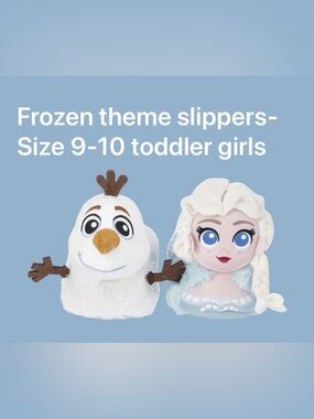 NWT Disney Frozen Plush Slippers Olaf & Elsa Toddler Girls Size 9/10 Cozy Cute